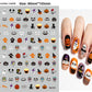 Self adhesive Halloween nail art stickers with pumpkin, skull and ghost designs