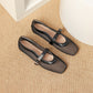 Breathable Mesh Ballet Flat Sandals with Buckle