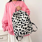 Plush Leopard Print Backpack | side profile detail close up