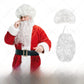 White curly Santa costume wig and beard shown with the wig and beard pieces laid out separately