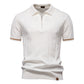 Men's knitted shirt folded and presented on a clean surface