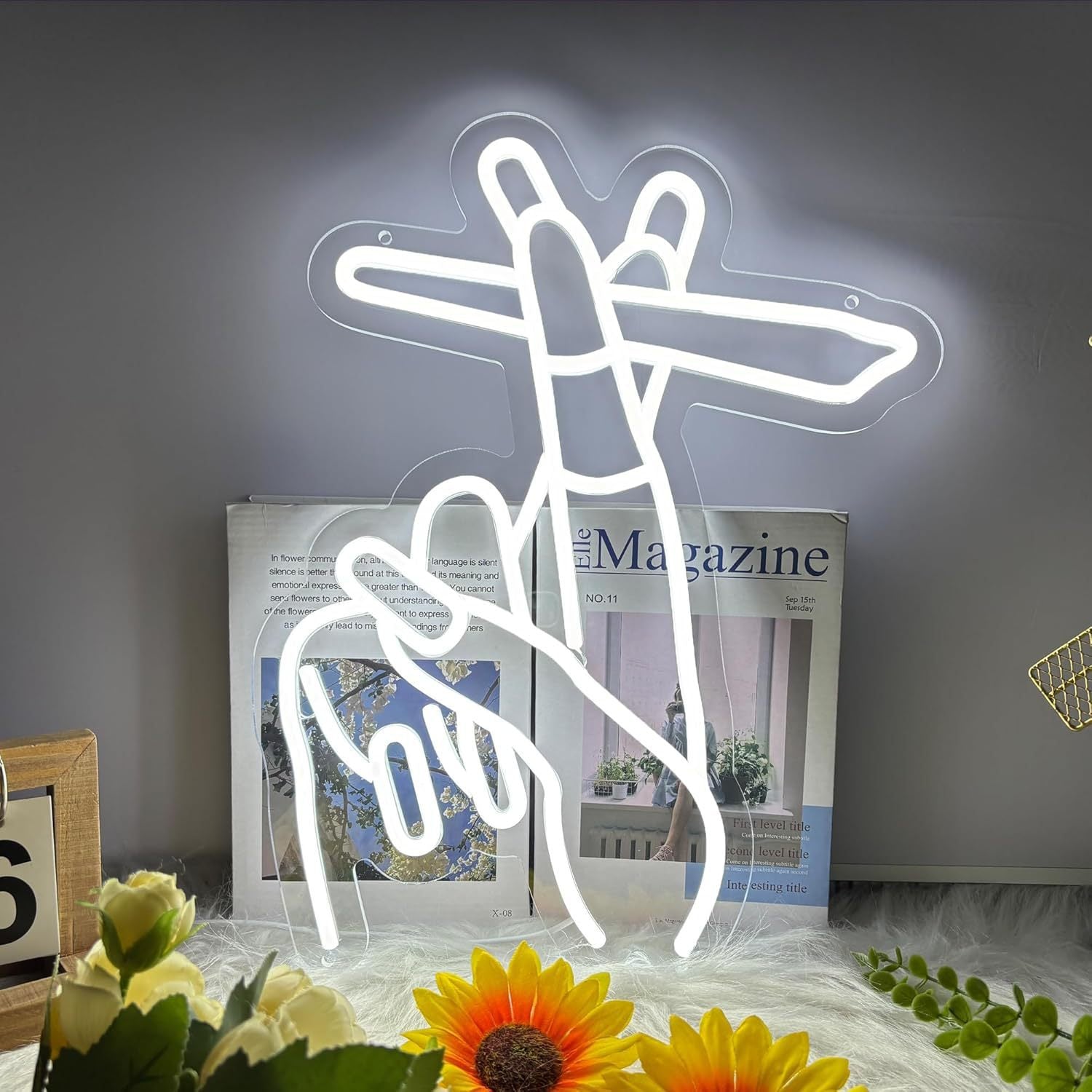 LED neon wall light sign, mounted on a bar wall