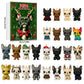 Dark green advent calendar cover with a black French Bulldog in antlers and twenty-four ornaments, Dark Green Antlers cover