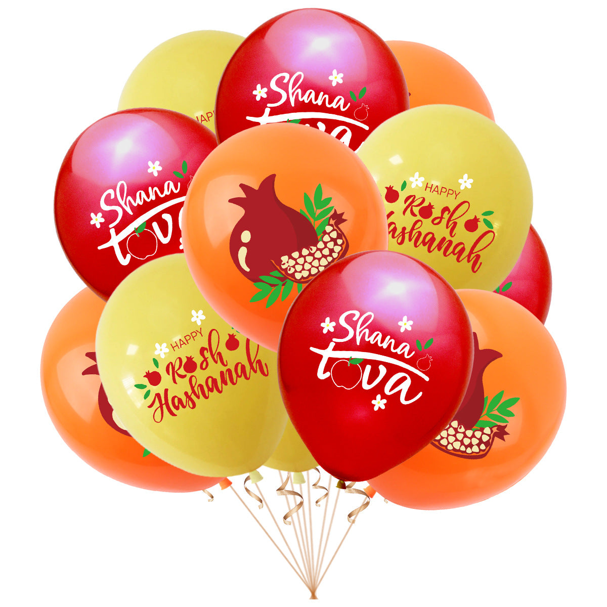 Rosh Hashanah party decoration kit with banners, balloons, and ribbon