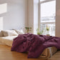 Washed pure linen duvet cover shown loosely draped to show its relaxed fall