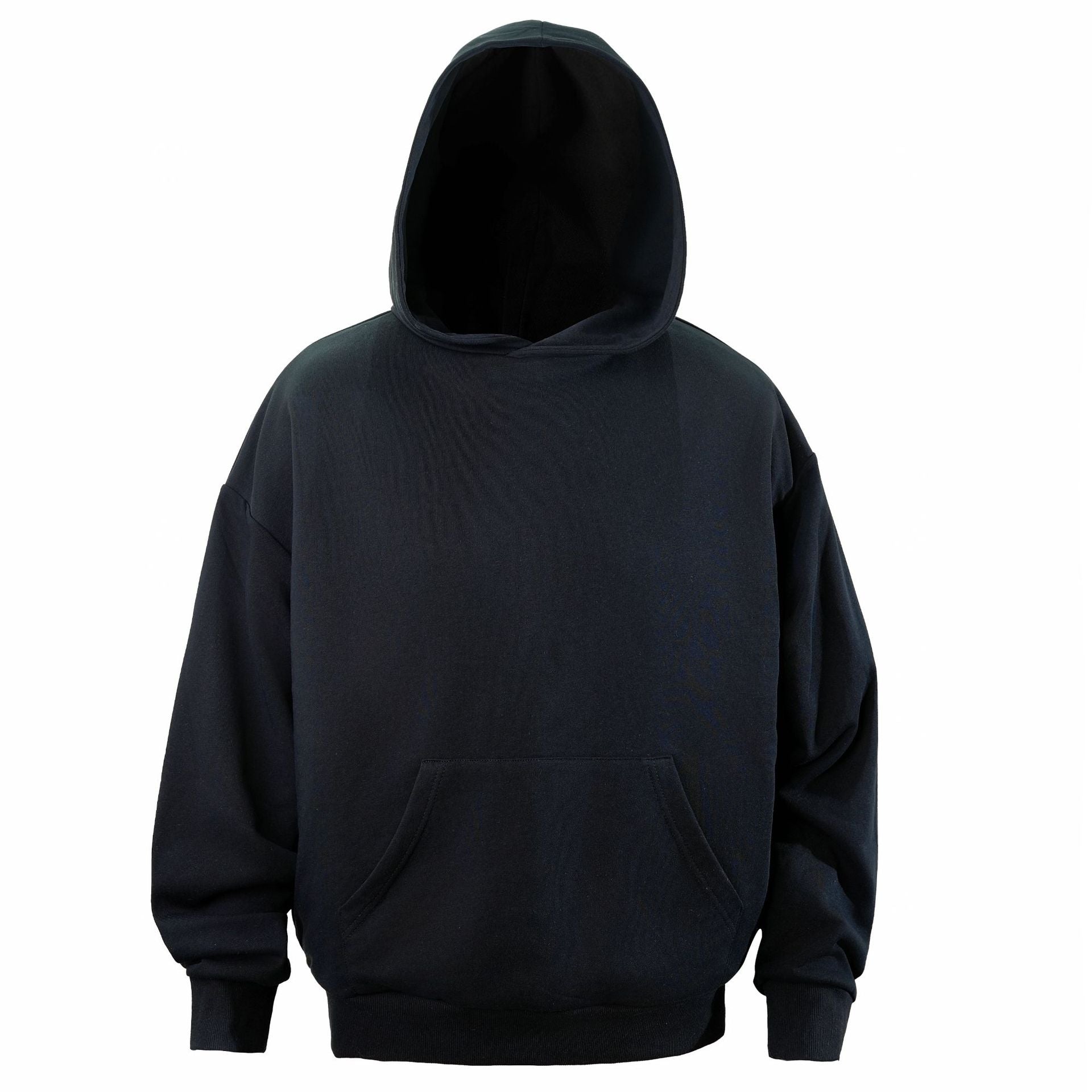 Close look at the densely woven black polyethylene inner layer of the hoodie