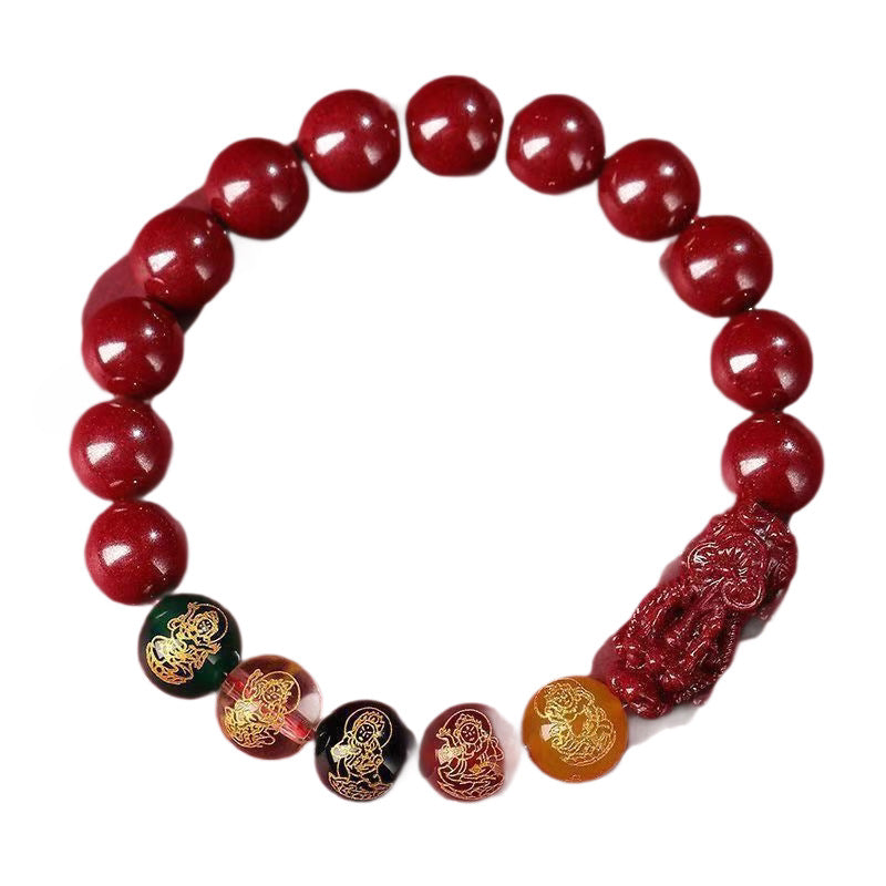 Cinnabar Five-Way Wealth God Bracelet