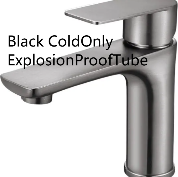 Gunmetal gray single lever faucet, option image labeled Black ColdOnly ExplosionProofTube