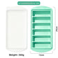 Six compartment silicone tray beside its white lid, 29 cm long, 360 g, option 6 Cavities 29 cm Tray, Mint Green