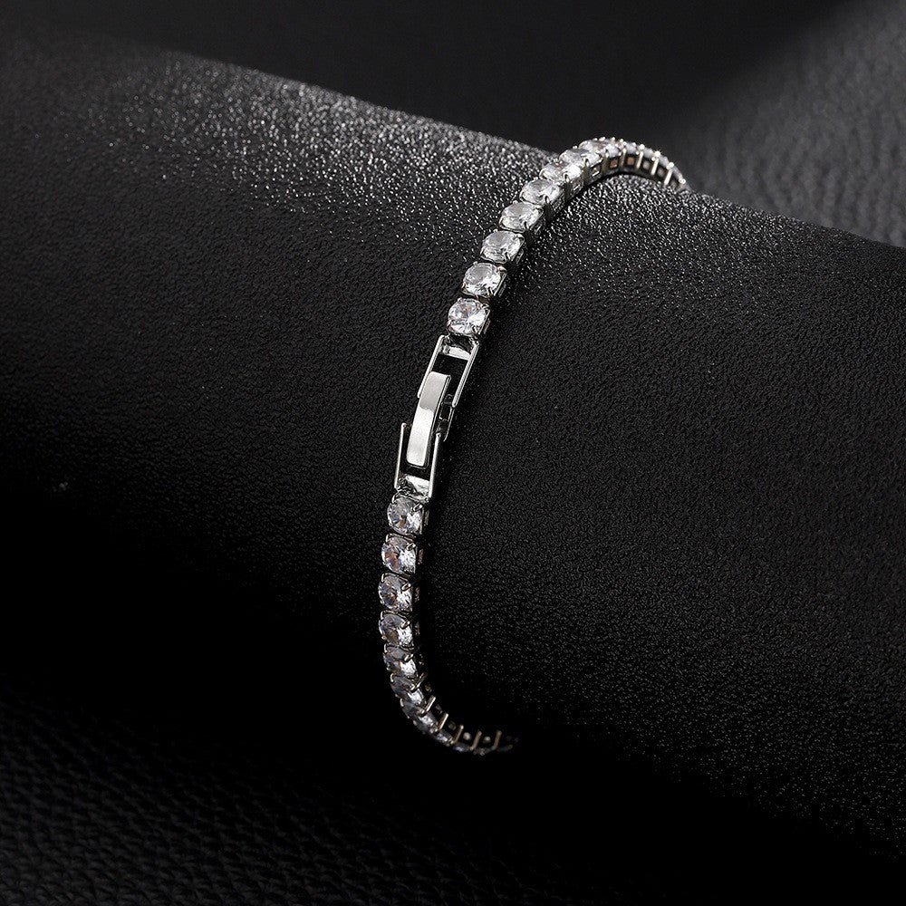 Zircon Cuban Chain Necklace | scale reference next to a hand