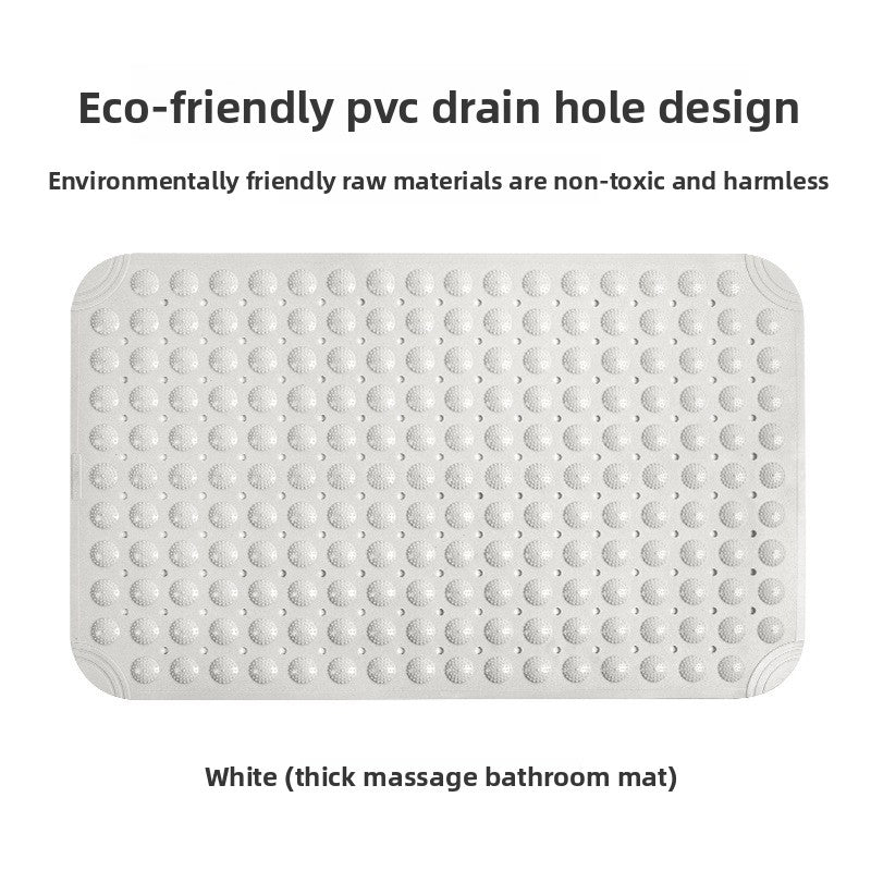 Moulded PVC bath mat shown flat, raised domes in rows with drain holes between them