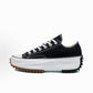 Black Low-Top platform canvas sneaker with chunky white serrated sole, size 36 option photo
