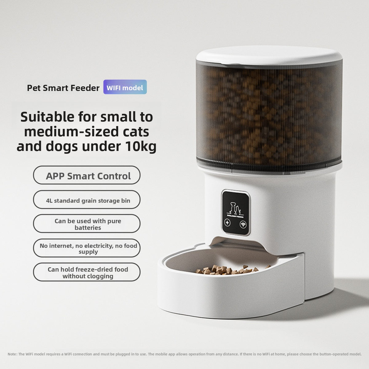 Automatic pet feeder screen with plus and minus timer buttons