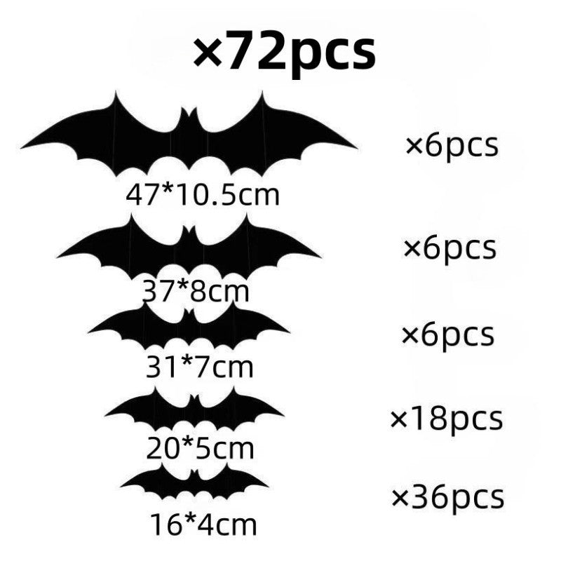 Black bat and spider Halloween wall stickers grouped on a plain wall