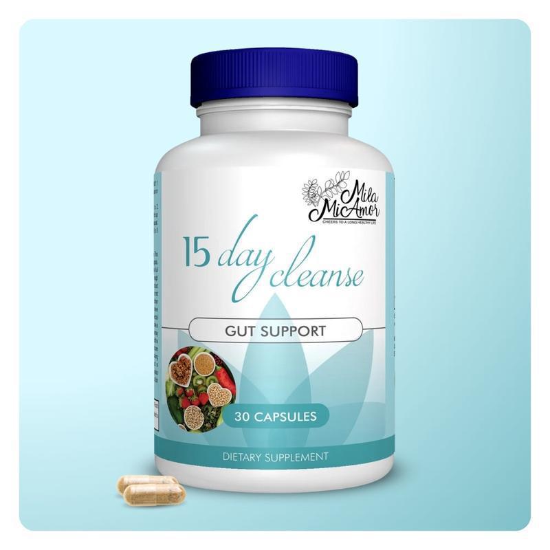 15-day cleaning capsule dietary supplement bottle front view