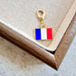 France enamel country flag keychain charm on a gold tone lobster clasp for keys and bags