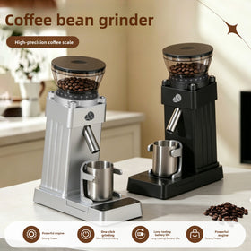 Electric Burr Coffee Grinder with Catch Cup and Cleaning Blower