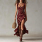 Bohemian Ruffled Sleeveless High-Slit Dress