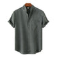 Mens Stand Collar Casual Button Down Short Sleeve Shirt