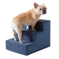 Blue three-tier pet steps with a French bulldog on white background, option L3 54x38x40cm