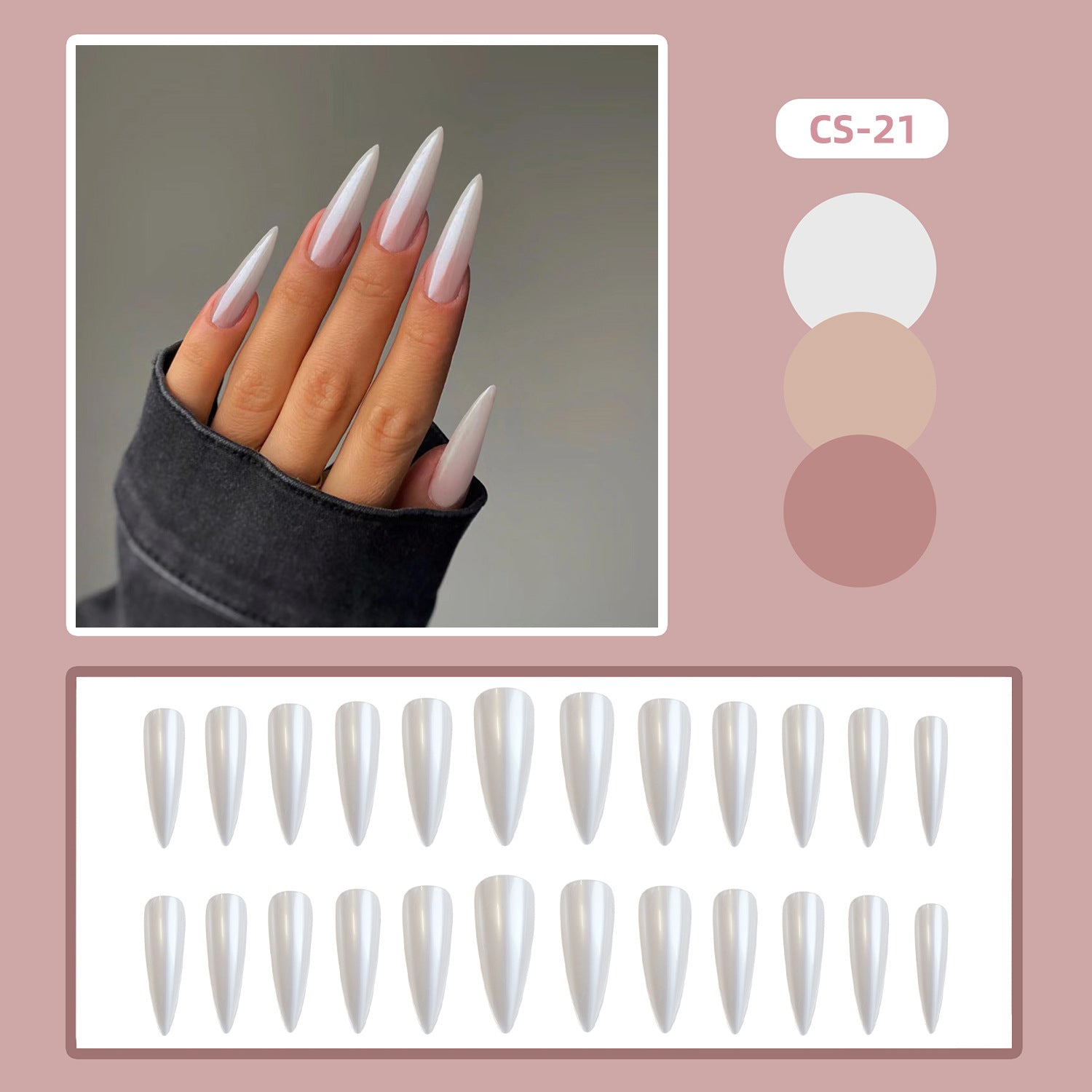 CS01-40 Wearing Nail Art Finished Nail Pieces Long Frosted Nail Pieces | in use scenario daily moment