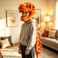 Novelty T-Rex skeleton plush costume hood and jointed spine tail in soft crystal velvet fabric