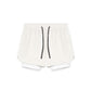 Two in one training shorts in ivory white shown flat with the inner liner, back view