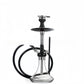 Assembled clear glass hookah water pipe with metal stem, bowl, tray and single hose