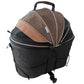 Foldable canvas pet carrier collapsed flat for storage between trips