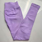Flat lay of the light purple leggings, ankle length leg and plain knitted hem