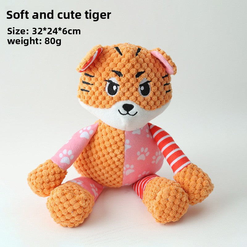 Soft plush squeaky toy for dogs, a single shape from the assorted animal and food range