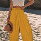 Elastic Waist Pleated Straight Leg Pants