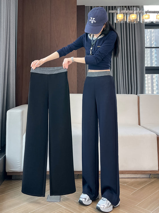 High-Waisted Fleece-Lined Wide-Leg Pants