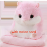 Pink hamster with melon seeds / 40cm pillow with hand in 1�1.7 m blanket