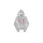 Side profile of the white art graffiti hoodie and hood