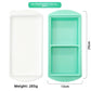 Two compartment silicone tray beside its white lid, 29 cm long, 285 g, option 2 Cavities 29 cm Tray, Mint Green