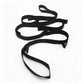 Close up of the sewn loops along the elastic yoga stretch strap