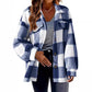 Plush buffalo check fleece shacket with spread collar and buttoned flap chest pocket, styled look