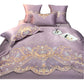 Honeymoon suite bed made up in ivory and rose