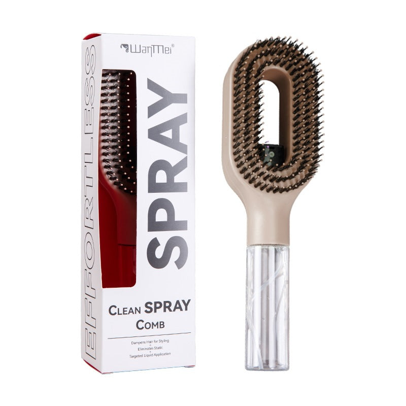 Seven hair spray combs in khaki black orange pink purple blue and rose red