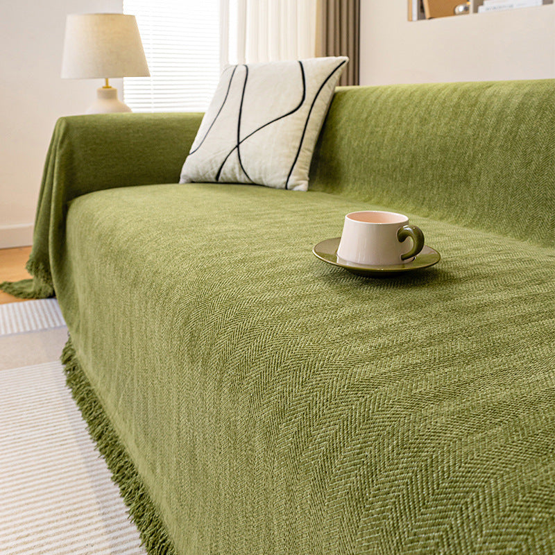 Chenille sofa cover on a clean studio background showing the full panel