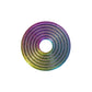 Iridescent rainbow gyro ring fidget flat on white, print layers visible on each ring