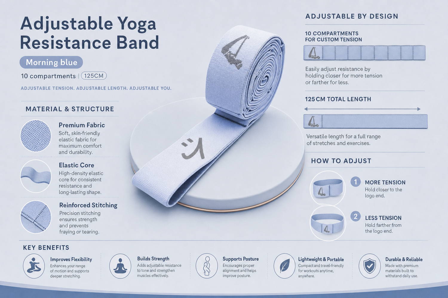 adjustable yoga resistance band for strength training and stretching for home workouts stretchi 5