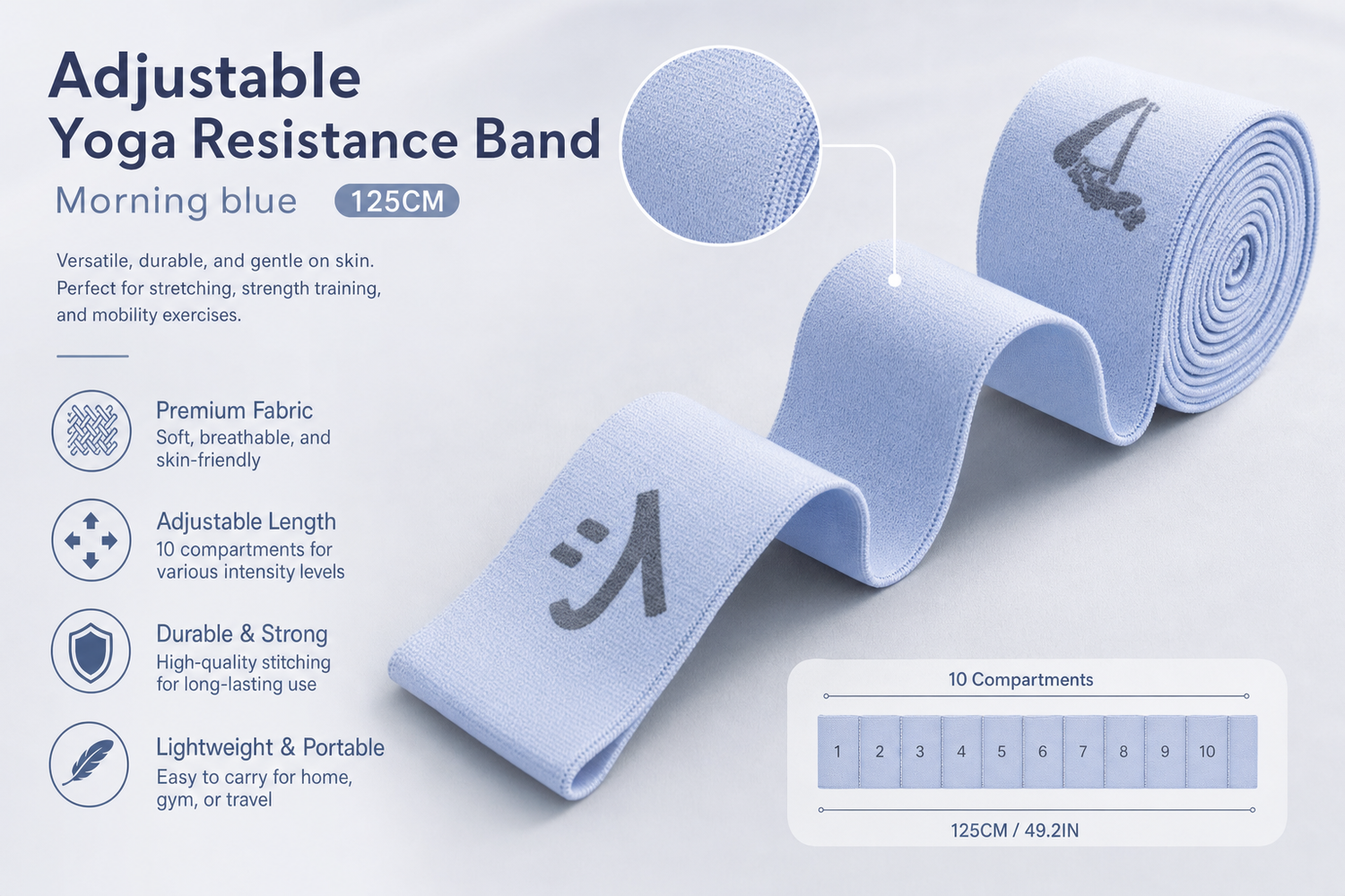adjustable yoga resistance band for strength training and stretching for home workouts stretchi 7
