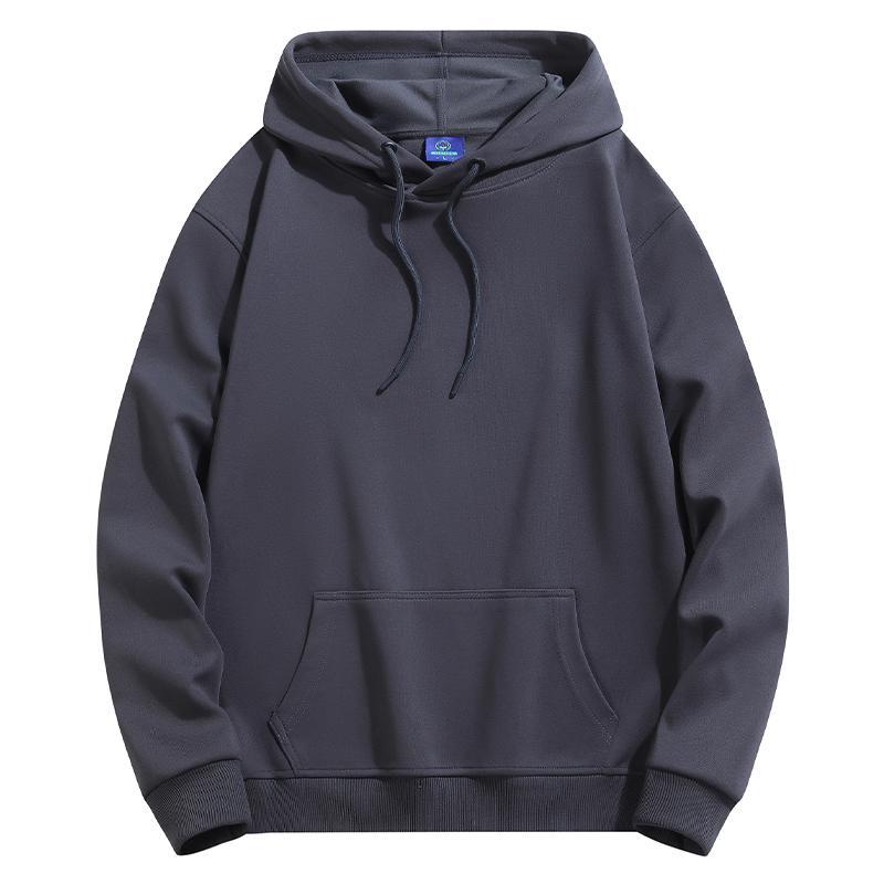Iron gray heavyweight pullover hoodie with drawstring hood and kangaroo pocket, front view, size XXXXXL option