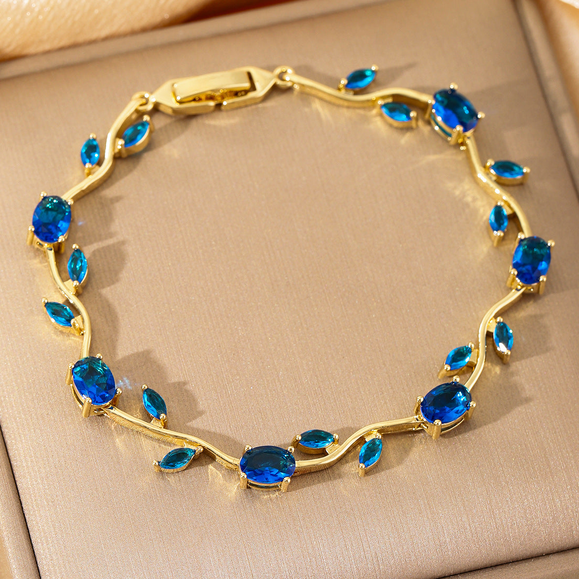 Zircon Gold Plated Leaf Design Bracelet | mid range product framing