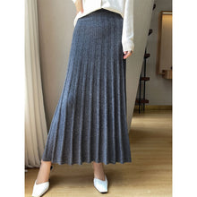 Ribbed Wool Pleated Midi Skirt