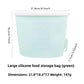 Reusable green silicone food storage bag, 1200ml size, standing sealed upright