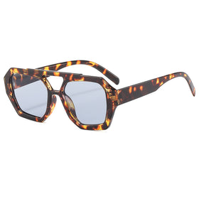 Retro Contrast Color Polygonal Sunglasses