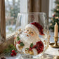 Clear borosilicate Christmas glass cup with a raised painted 3D Santa holiday motif